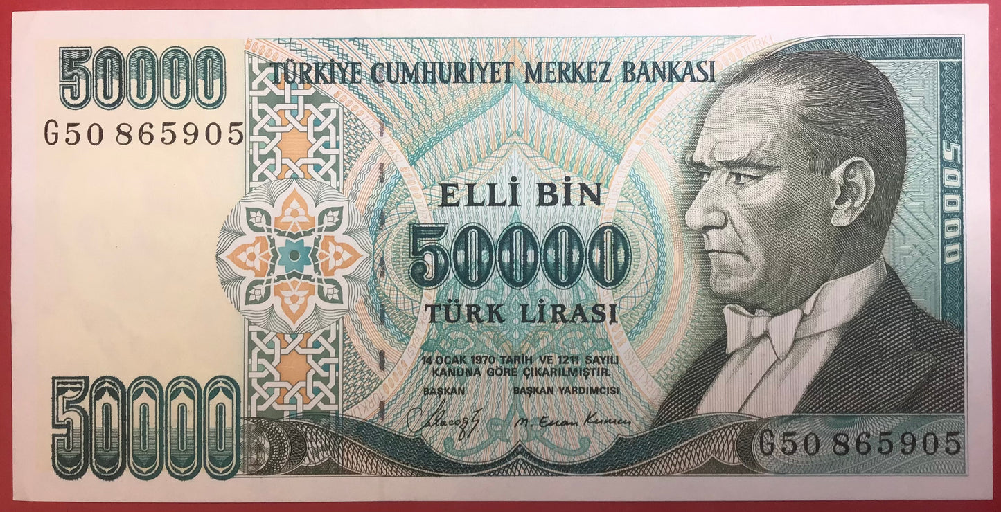 Turkey - 50.000 Lira (1989) P#203a Kvalitet 01/0