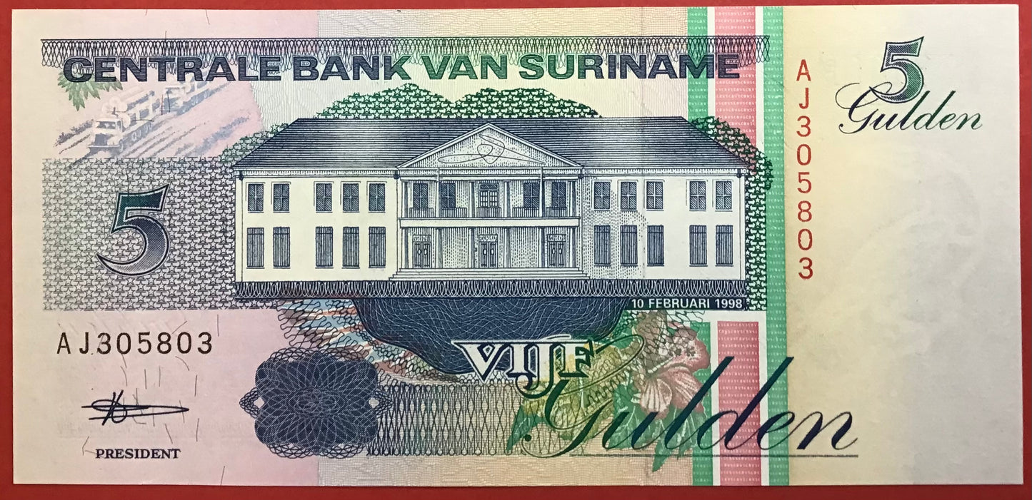 Suriname - 5 Gulden 10.2.1998 P#136b Kvalitet 0