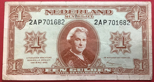 Netherlands - 1 Gulden 18.5.1945 P#70 Kvalitet 1+