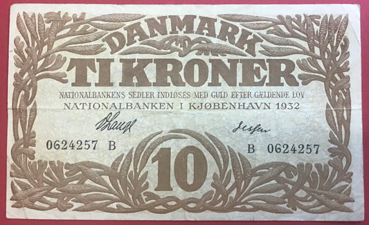 Danmark - 10 Kroner 1932 (B 0624257) Sieg#104 Kvalitet 1+