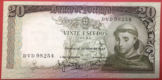 Portugal - 20 Escudos 26.5.1964 P#167b Kvalitet 0