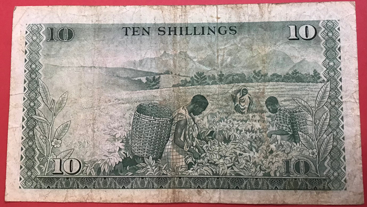Kenya - 10 Shillings 1.7.1974 P#7e Kvalitet 1