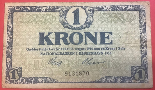 Danmark - 1 Krone 1916 (9131870) Sieg#117 kvalitet 1
