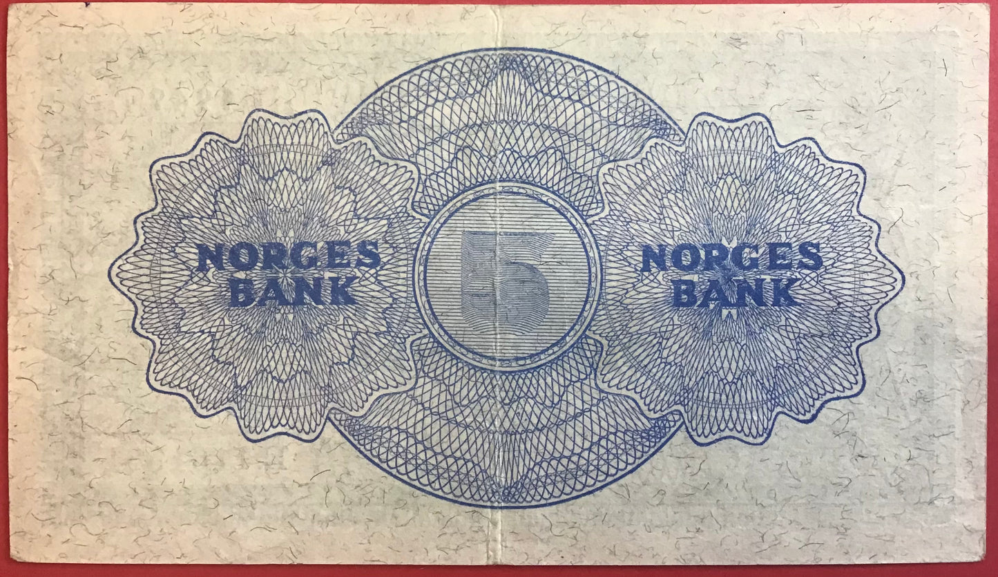 Norway - 5 Kroner 1949 P#25b Kvalitet 1+
