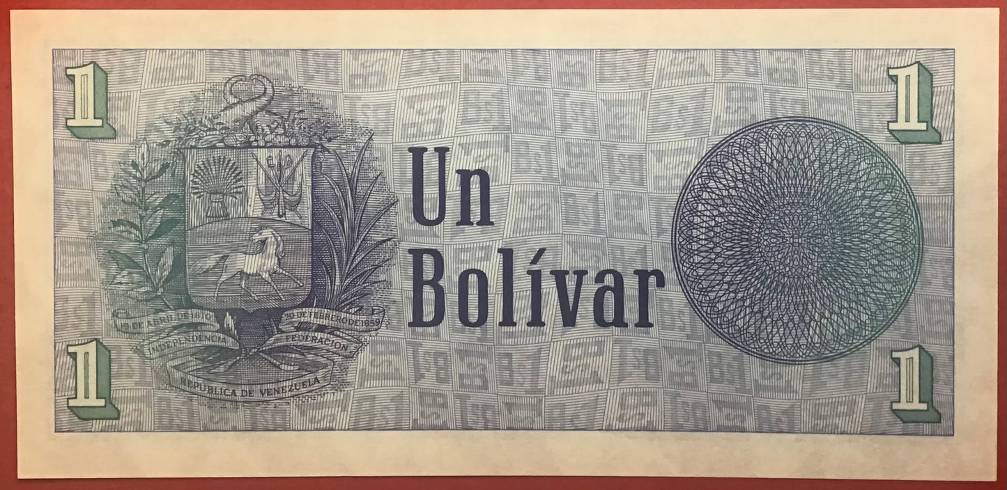 Venezuela - 1 Bolívar 5.10.1989 P#68 Kvalitet 0