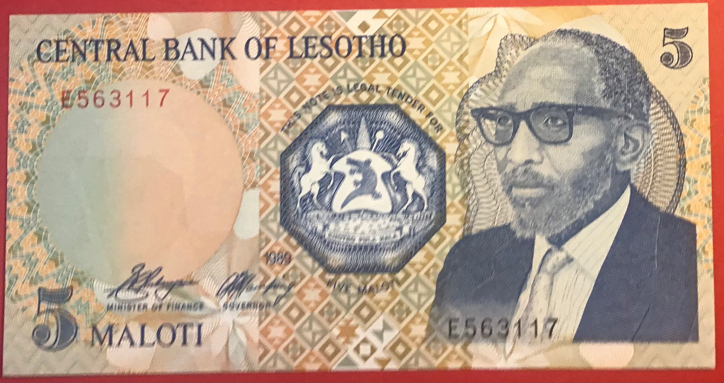 Lesotho - 5 Maloti 1989 P#10a Kvalitet 0