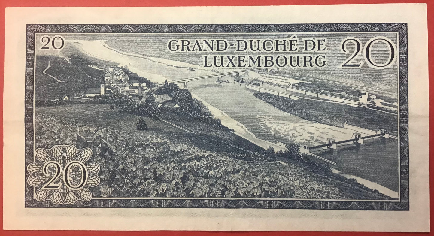 Luxembourg - 20 Francs 7.3.1966 P#54a Kvalitet 1+