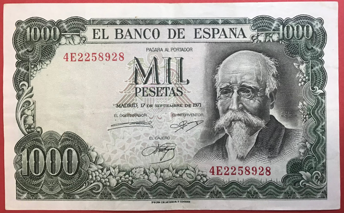 Spain - 1000 Pesetas 17.9.1971 P#154 Kvalitet 1+