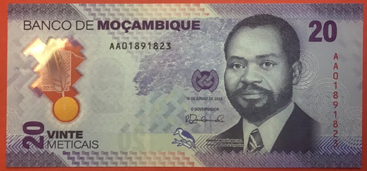 Mozambique - 20 Meticais 16.06.2024 P#W155 Kvalitet 0