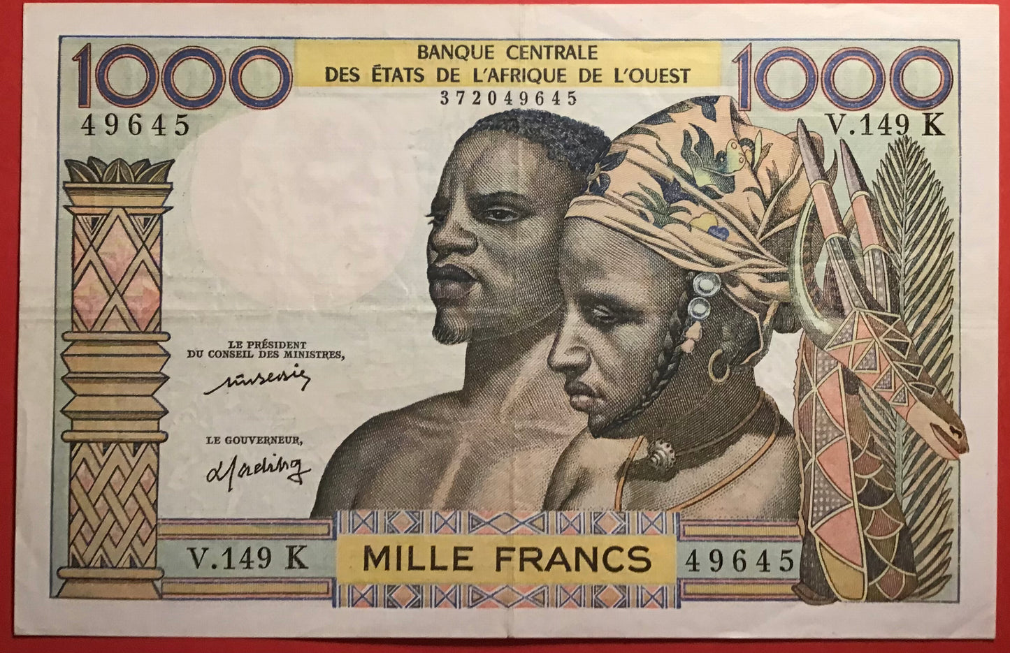 West African States/Senegal - 1000 Francs (1959-65) P#703Km Kvalitet 1+/01