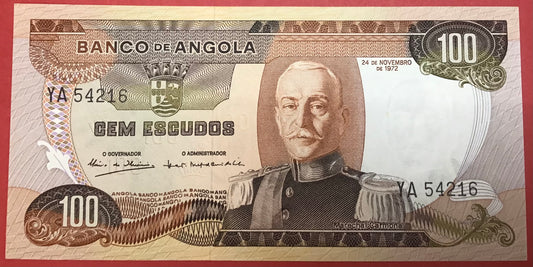 Angola - 100 Escudos 24.11.1972 P#101 Kvalitet 0