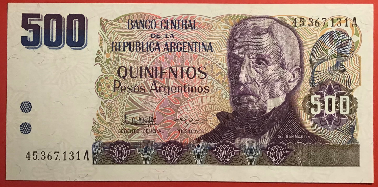 Argentina - 500 Pesos Argentinos (1984) P#316a Kvalitet 0