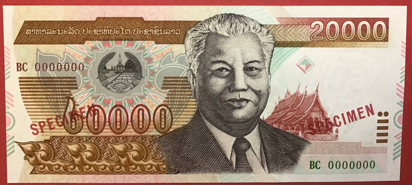 Lao - 20.000 Kip 2002 P#36s *Specimen* Kvalitet 0
