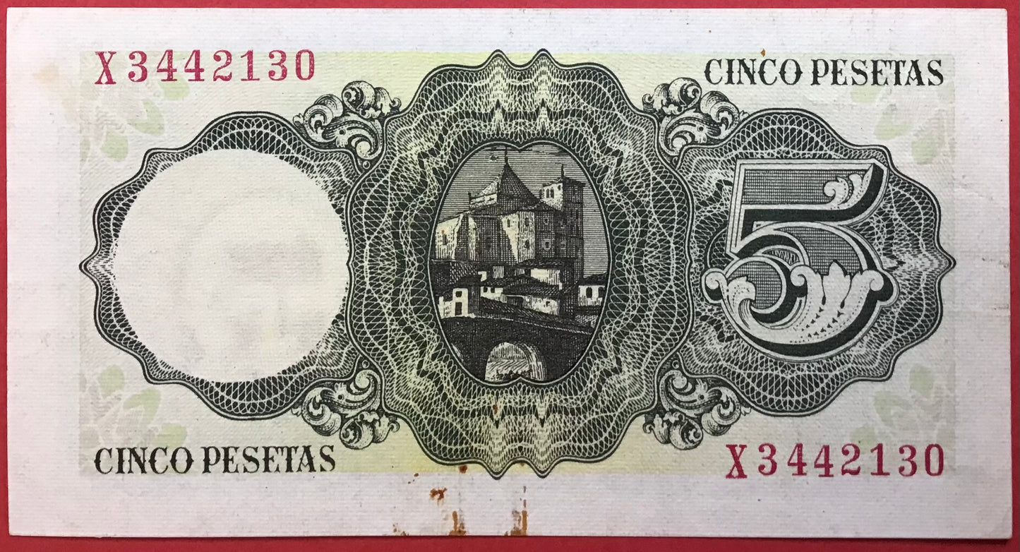 Spain - 5 Pesetas 16.8.1951 P#140a Kvalitet 01