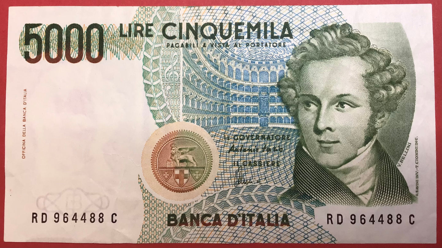 Italy - 5000 Lire 4.1.1985 P#111c Kvalitet 1+