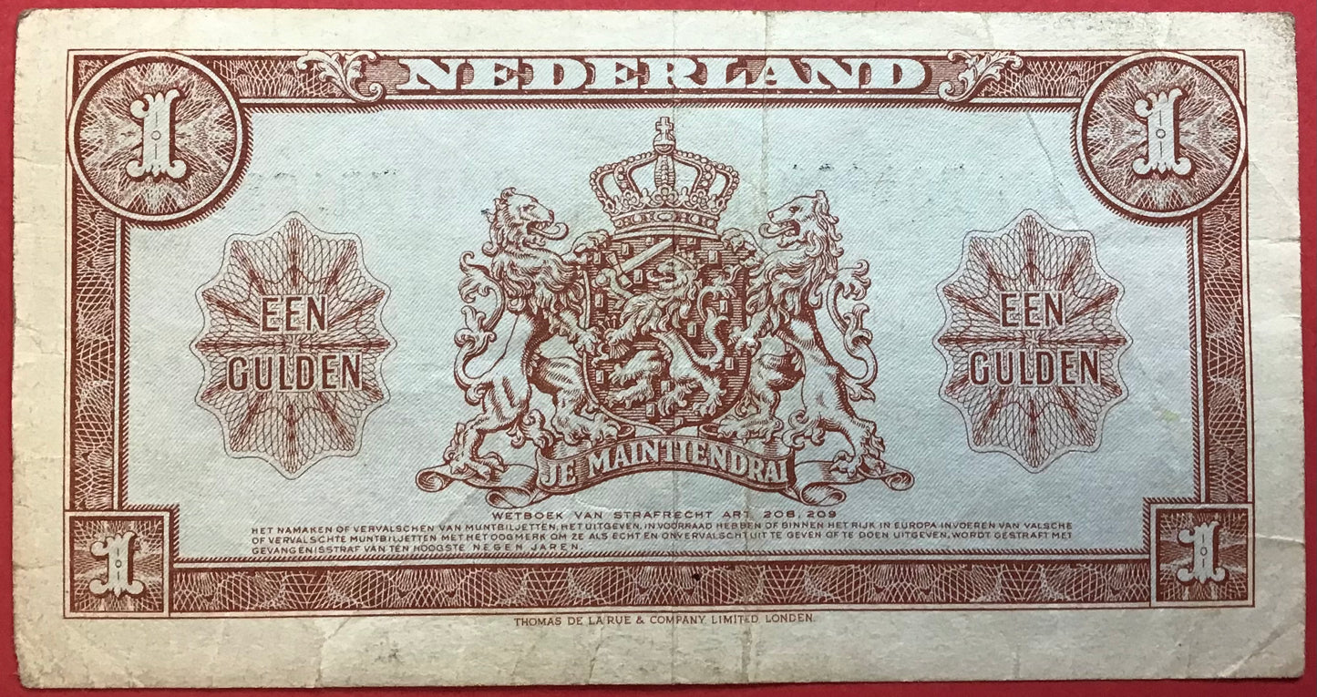 Netherlands - 1 Gulden 18.5.1945 P#70 Kvalitet 1+