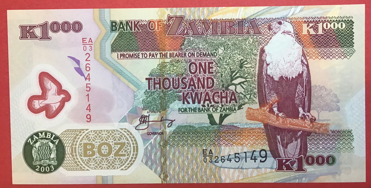 Zambia - 1000 Kwacha 2003 P#44b Kvalitet 0