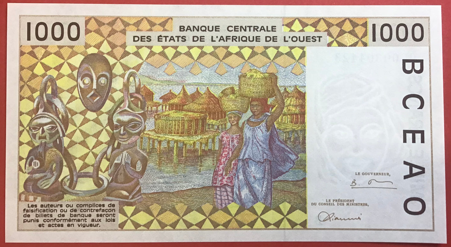 West African States/Benin - 1000 Francs 1996 P#211Bg Kvalitet 0