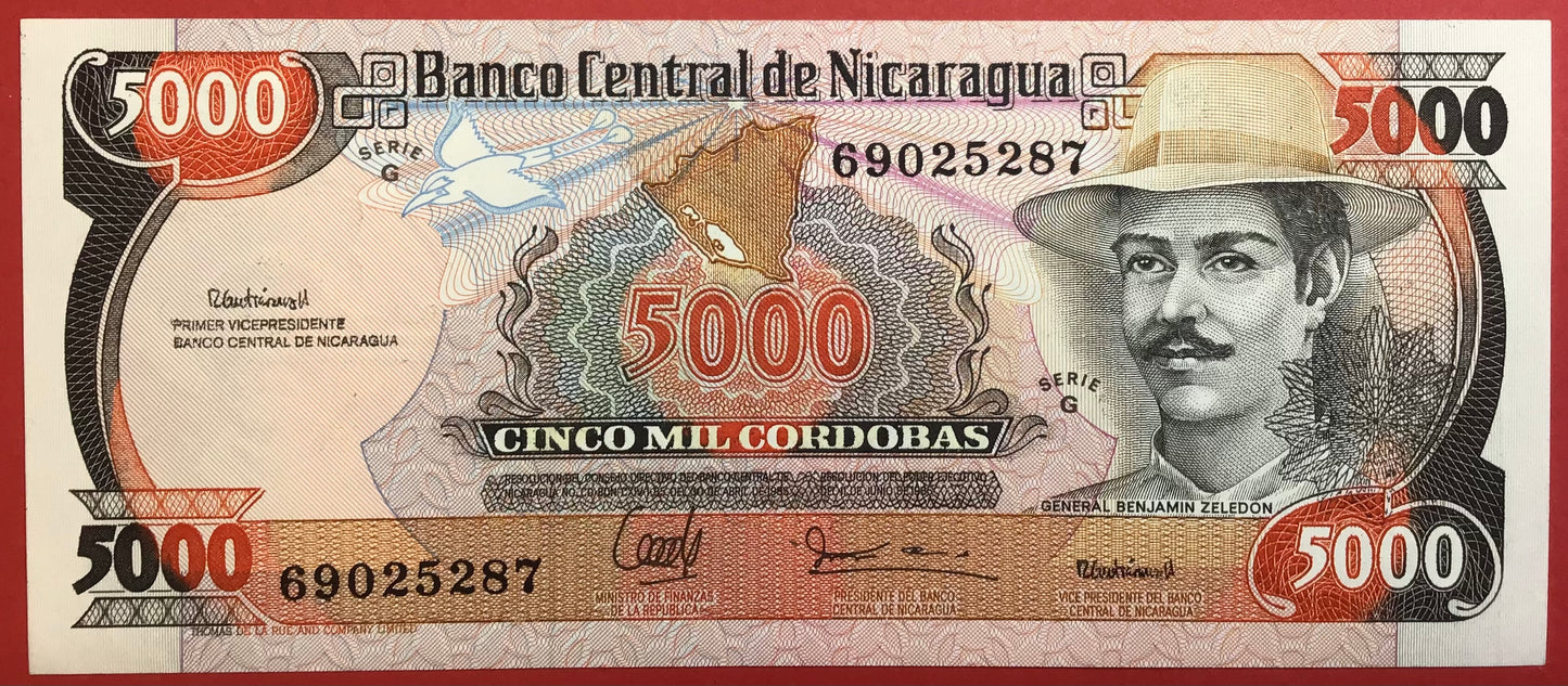 Nicaragua - 5000 Córdobas 11.6.1985 P#146 Kvalitet 0