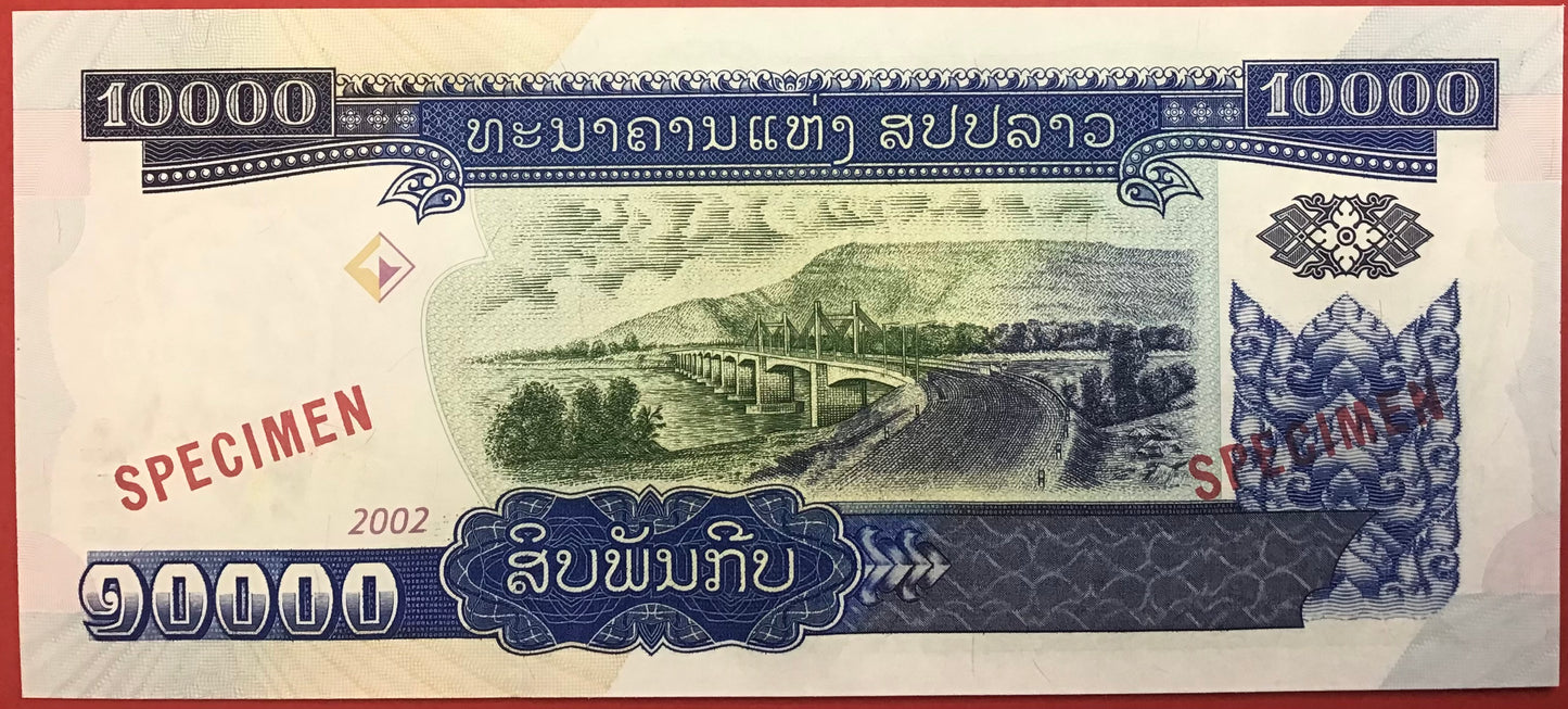 Lao - 10.000 Kip 2002 P#35s *Specimen* Kvalitet 0