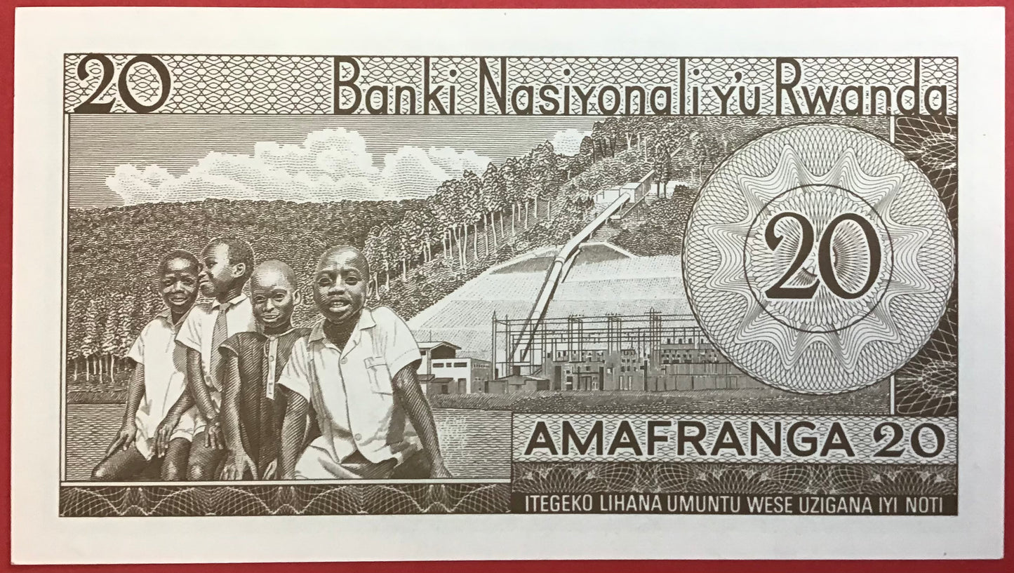 Rwanda - 20 Francs 1.1.1976 P#6e Kvalitet 0