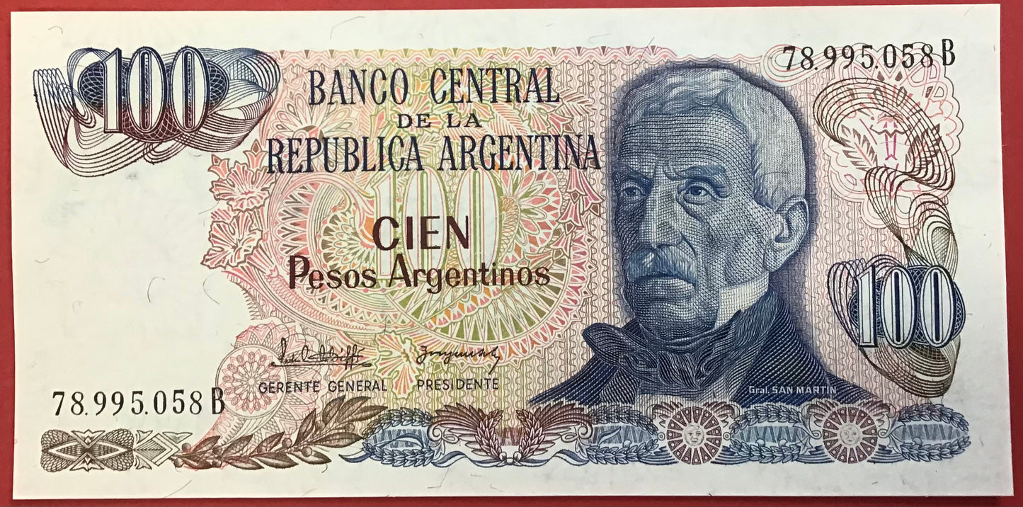 Argentina - 100 Pesos Argentinos (1983-85) P#315a Kvalitet 0