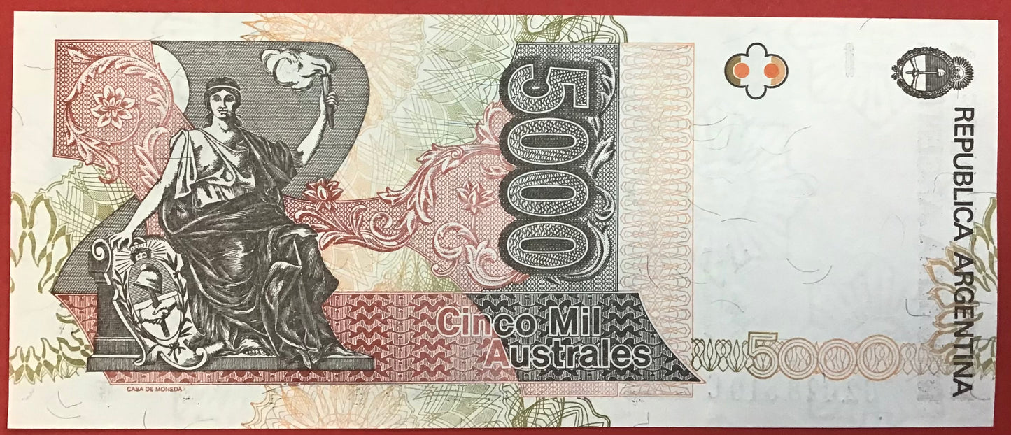 Argentina - 5000 Australes (1989-91) P#330b Kvalitet 0