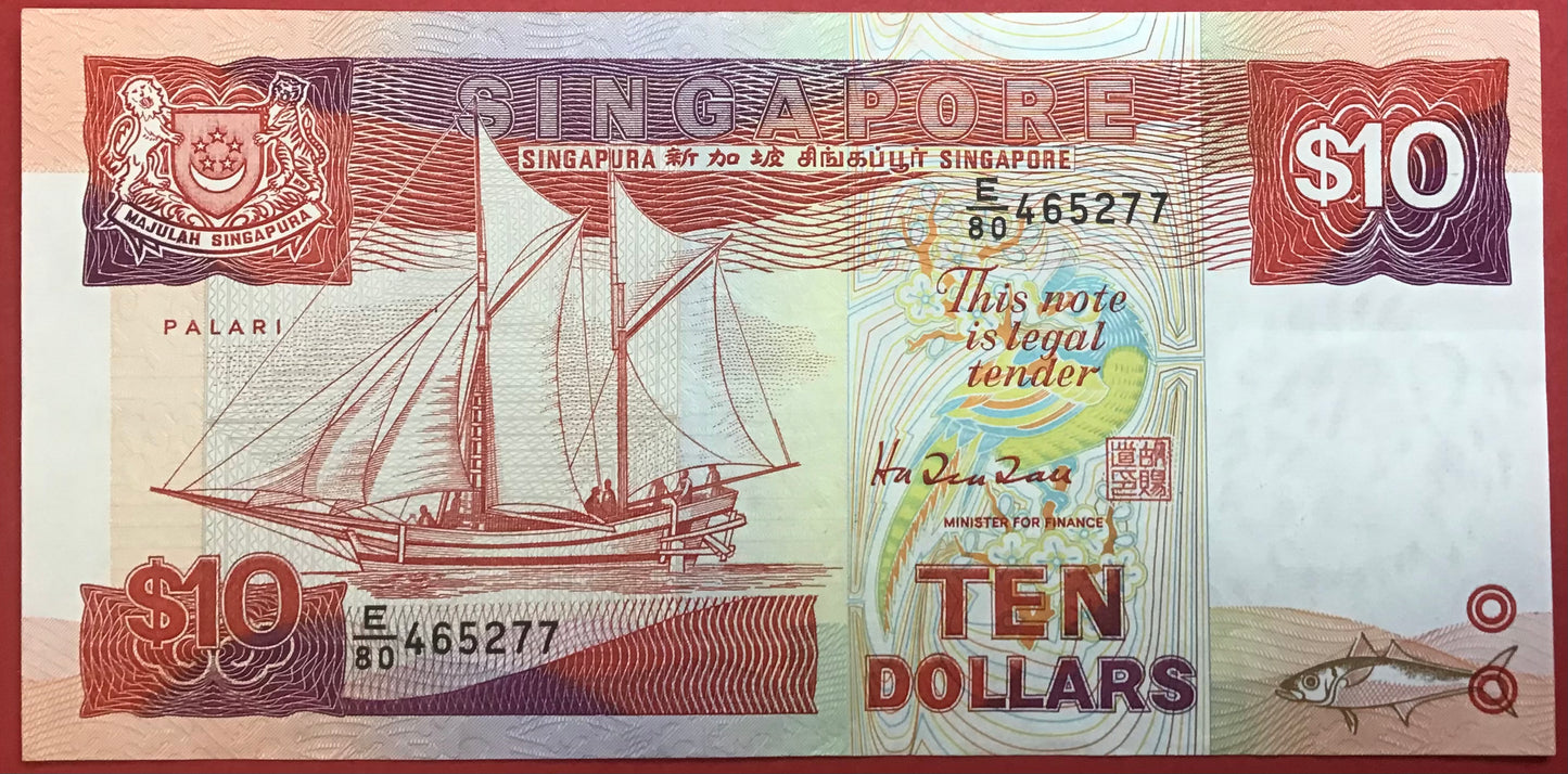 Singapore - 10 Dollars (1988) P#20 Kvalitet 01/0