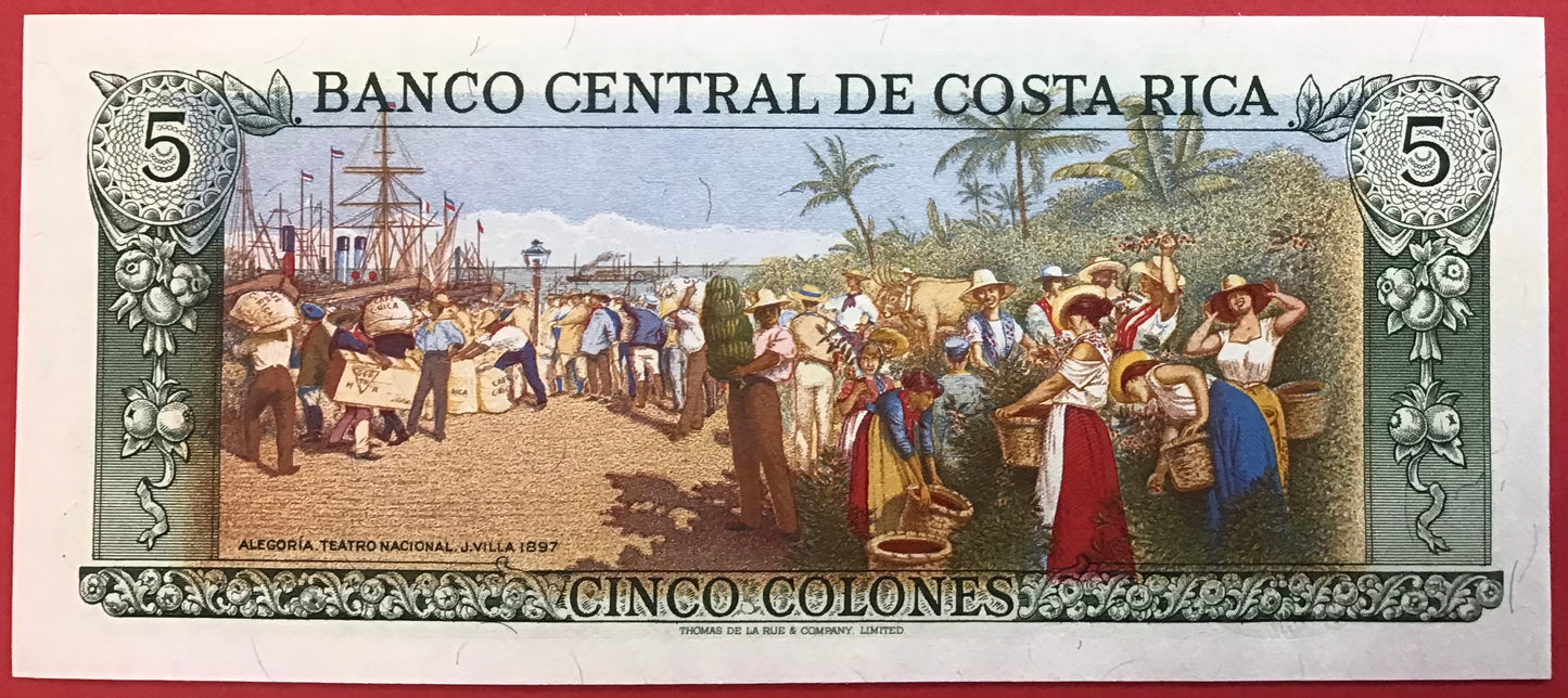 Costa Rica - 5 Colones 15.1.1992 P#236e Kvalitet 0