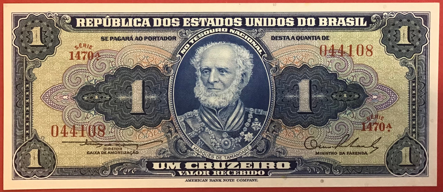 Brazil - 1 Cruzeiro (1954-58) P#150a Kvalitet 0