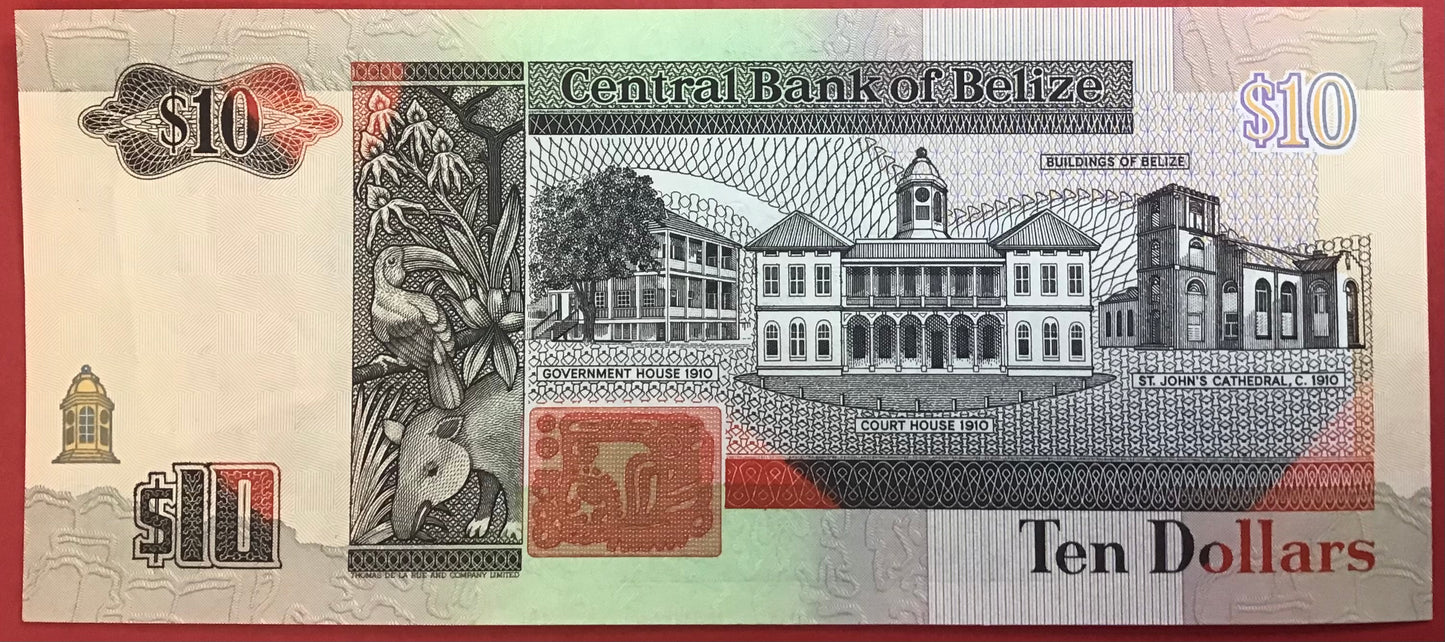 Belize - 10 Dollars 1.5.1990 P#54a Kvalitet 0