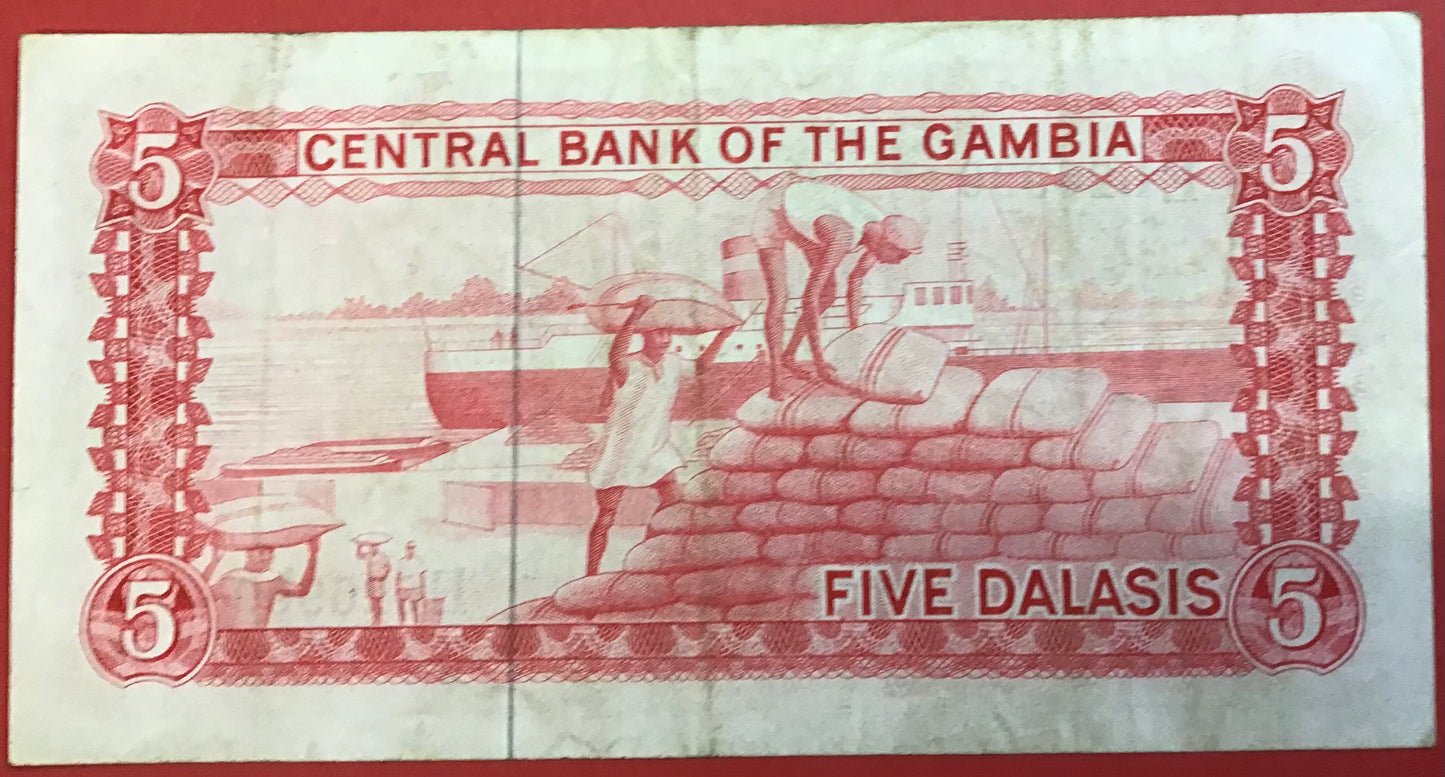Gambia - 5 Dalasis (1972-86) P#5a Kvalitet 1+