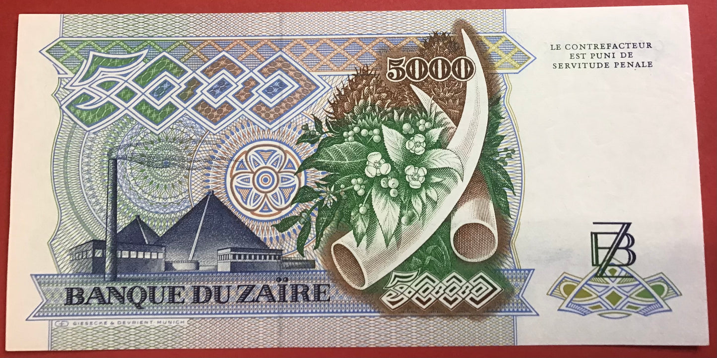 Zaïre - 5000 Zaïres 20.5.1988 P#37b Kvalitet 0