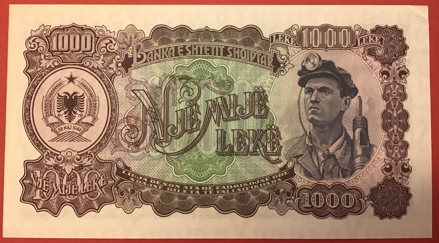 Albania - 1000 Lekë 1957 P#32a Kvalitet 01