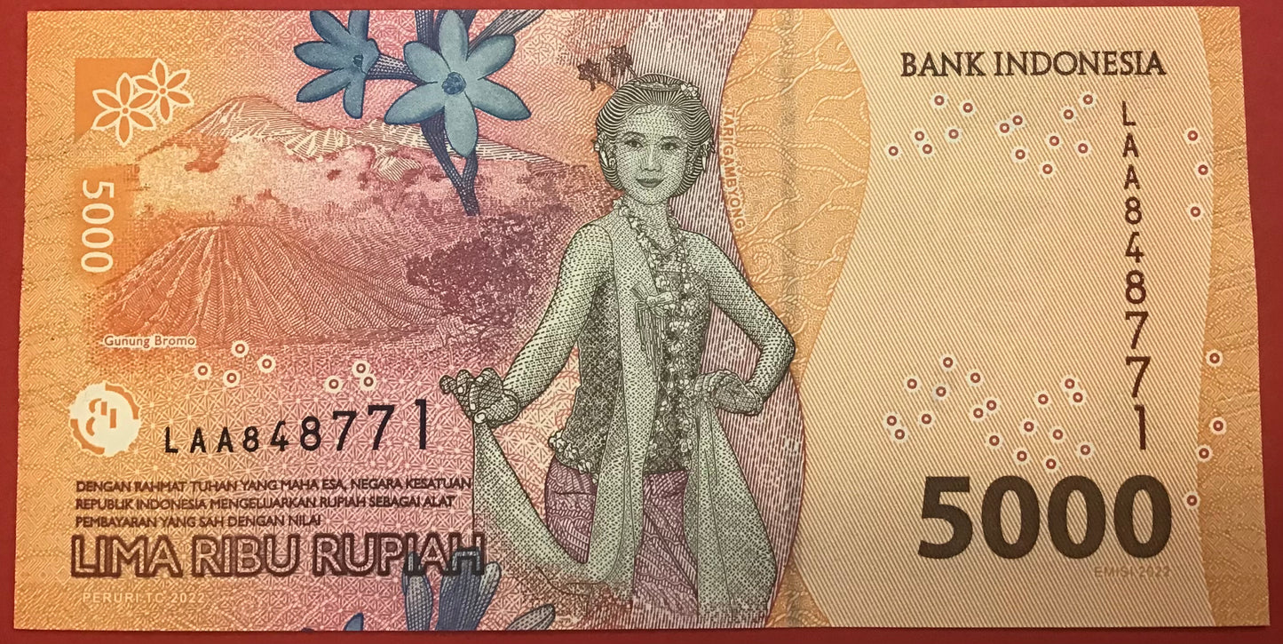 Indonesia - 5000 Rupiah 2022 P#W164 Kvalitet 0