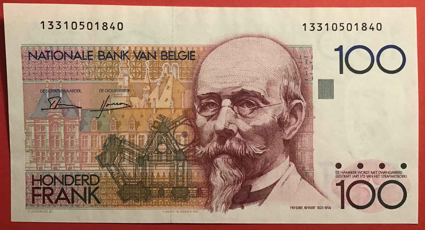 Belgium - 100 Francs (1978-81) P#140a Kvalitet 1+/01