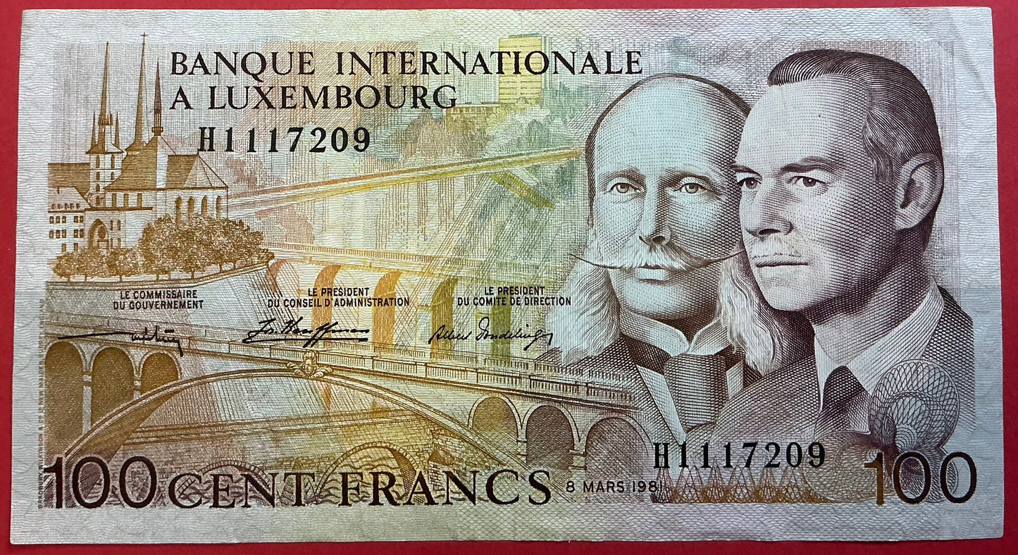 Luxembourg - 100 Francs 8.3.1981 P#14A Kvalitet 1+