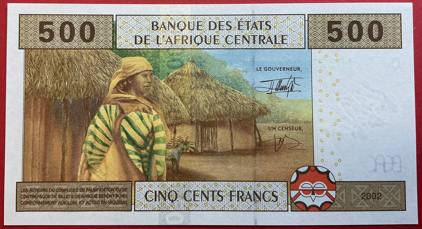 Central African States/Chad - 500 Francs 2002 P#606Ca Kvalitet 0