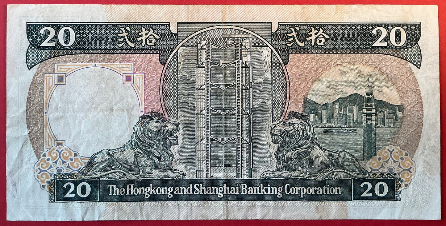Hongkong - 20 Dollars 1.1.1988 P#192b Kvalitet 1+