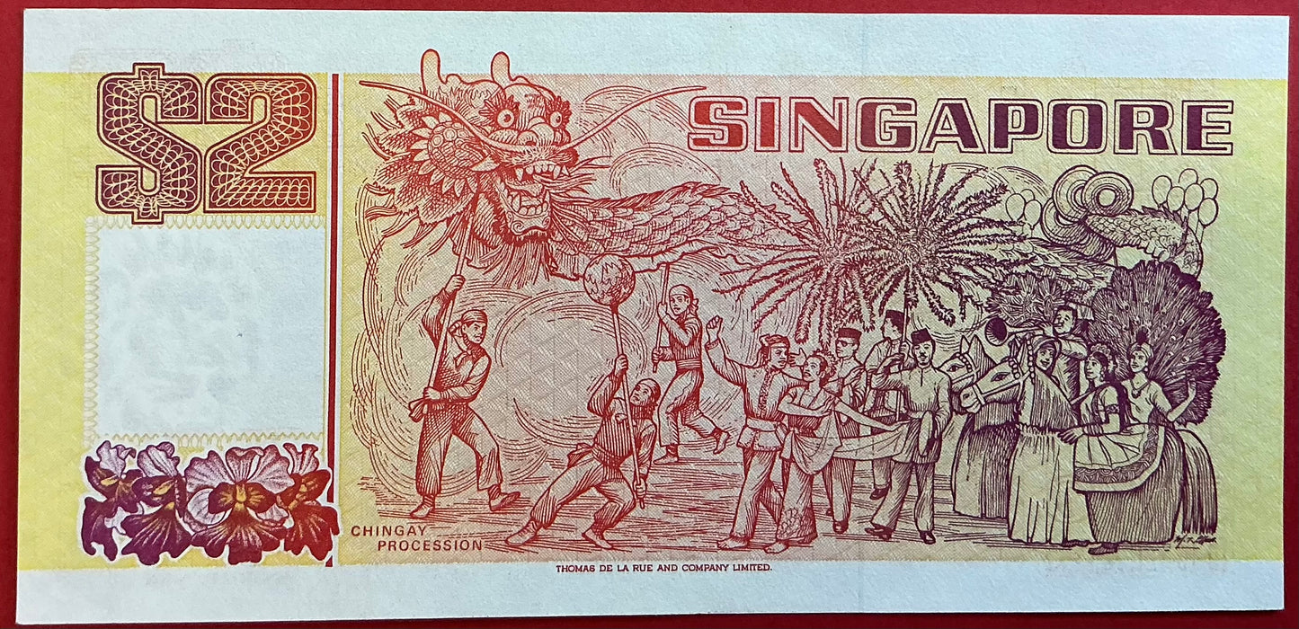 Singapore - 2 Dollars (1990) P#27 Kvalitet 01/0