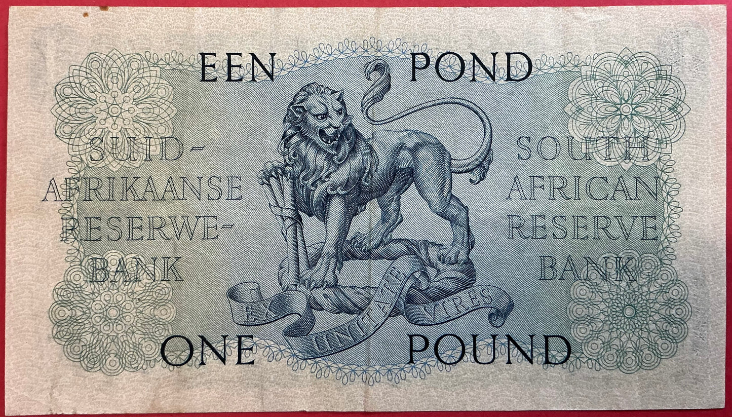 South Africa - 1 Pound 19.12.1951 P#92d Kvalitet 1+