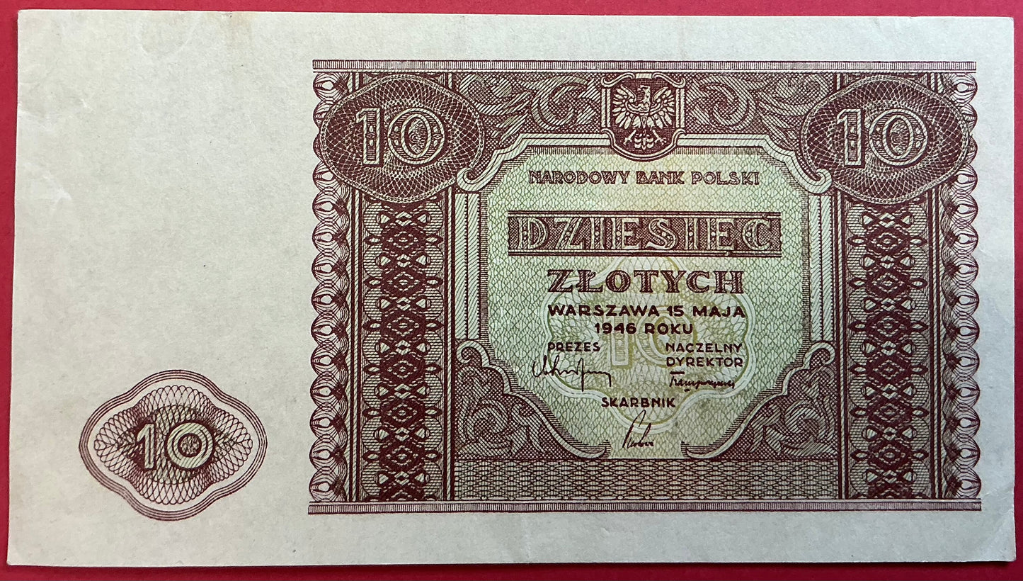Poland - 10 Zlotych 15.5.1946 P#126 Kvalitet 1+