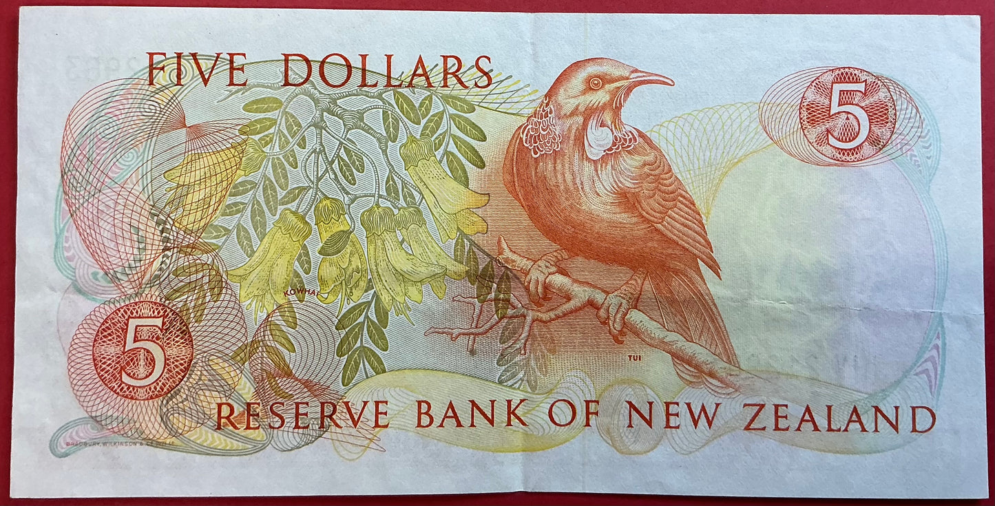 New Zealand - 5 Dollars (1989-92) P#171c Kvalitet 1+