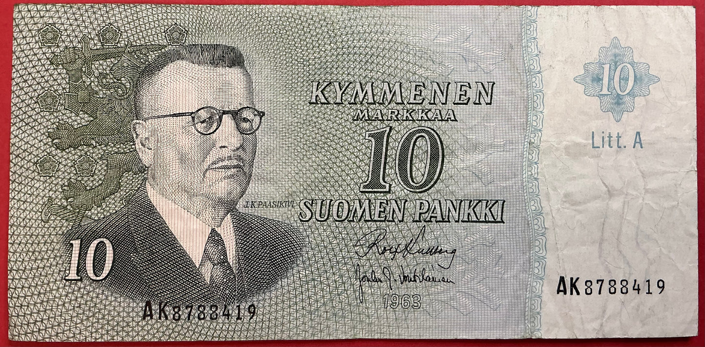 Finland - 10 Markkaa 1963 P#104a Kvalitet 1