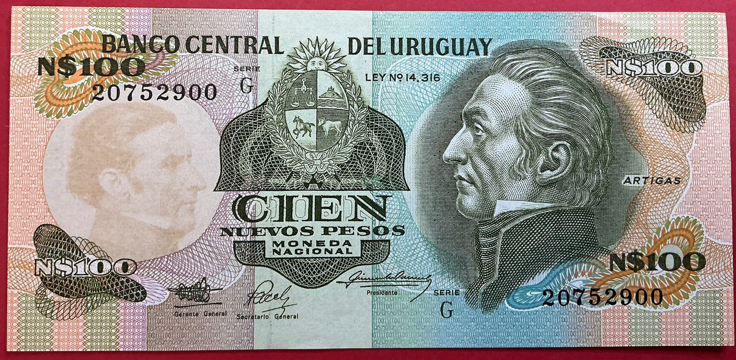 Uruguay - 100 Nuevos Pesos (1987) P#62A Kvalitet 01