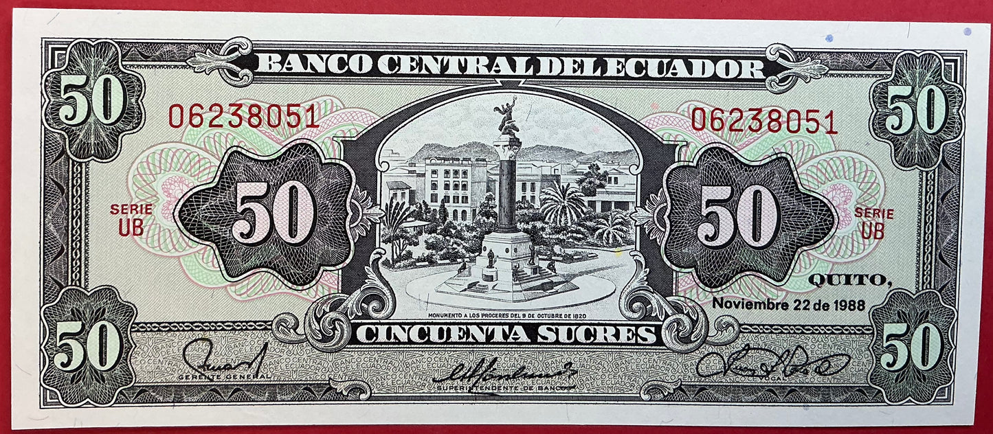 Ecuador - 50 Sucres 22.11.1988 P#122a Kvalitet 0