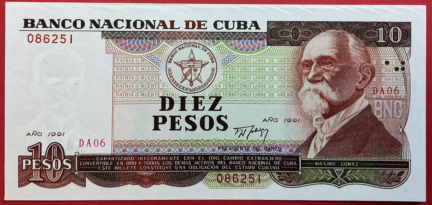 Cuba - 10 Pesos 1991 P#109a Kvalitet 1+/01