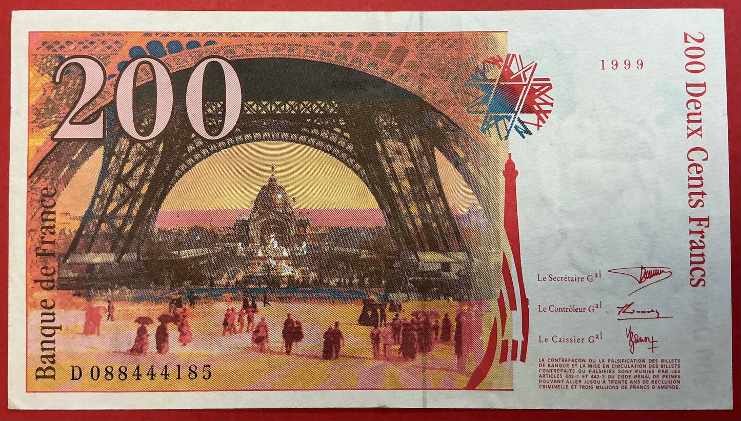 France - 200 Francs 1999 P#159c Kvalitet 1+