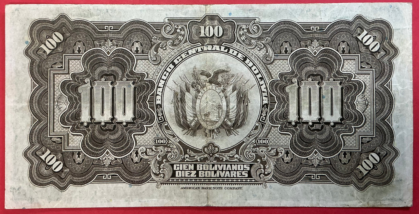 Bolivia - 100 Bolivianos 20.7.1928 P#125a Kvalitet 1+