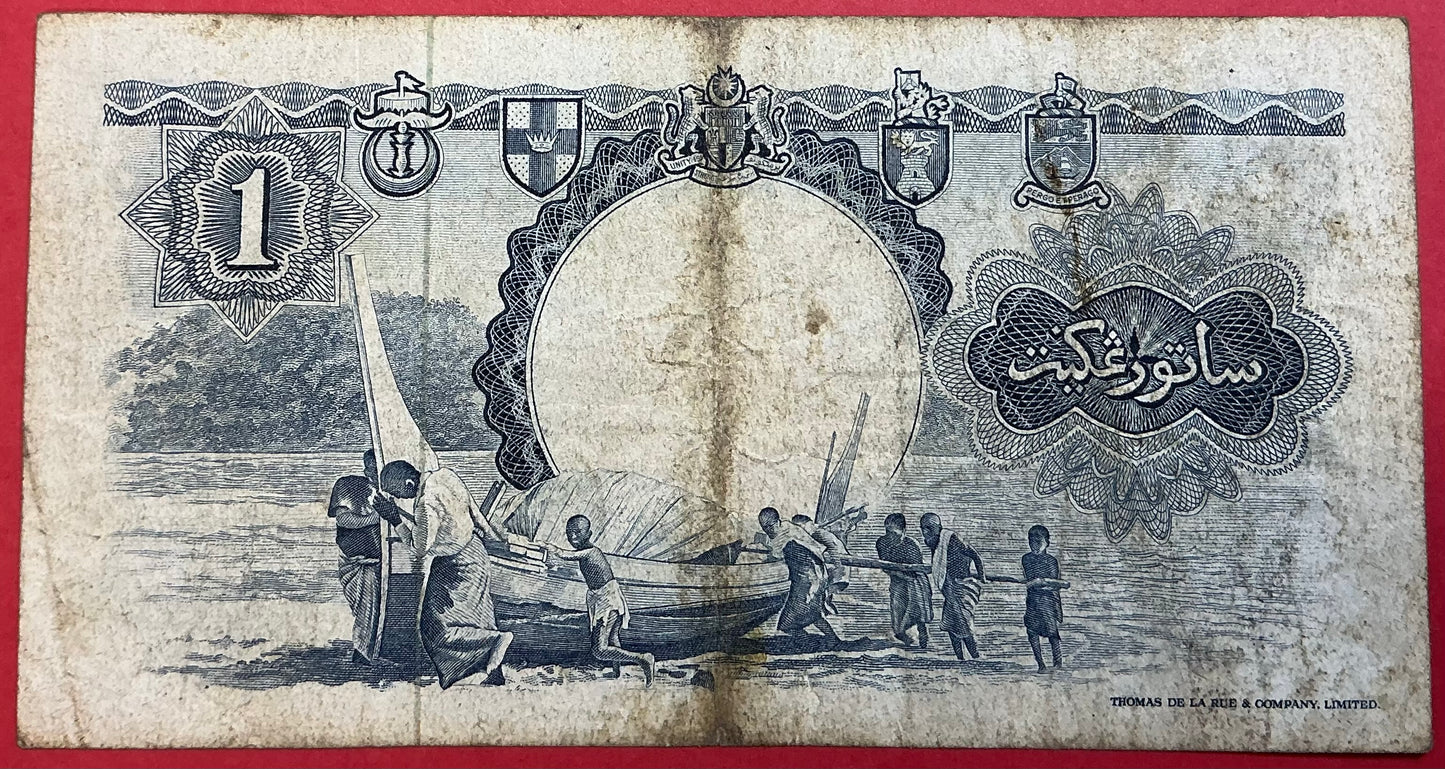 Malaya & British Borneo - 1 Dollar 1.3.1959 P#8a Kvalitet 1